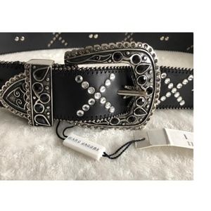 New - Black with Nickel Embellished Leather Belt